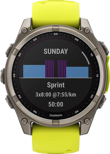 Garmin fenix 8 3.3 cm (1.3 ) 47 mm Digital 260 x 260 pixels Touchscreen Titanium Wi-Fi GPS (satellite) - Image 1