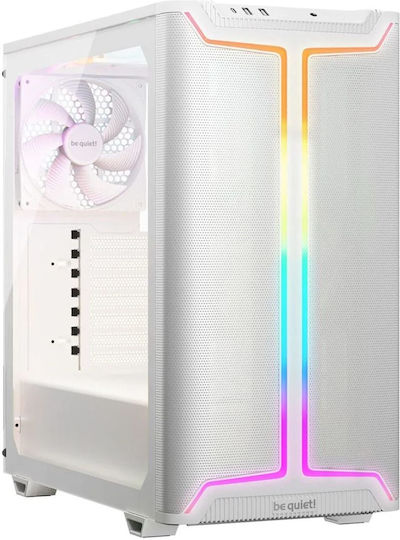 xlarge_20250408151537_be_quiet_pure_base_501_dx_gaming_midi_tower_kouti_ypologisti_me_plaino_parathyro_kai_rgb_fotismo_leyko.jpeg Be Quiet Pure Base 501 DX Gaming Midi Tower Computer Case with Side Window and RGB Lighting White - Image 1