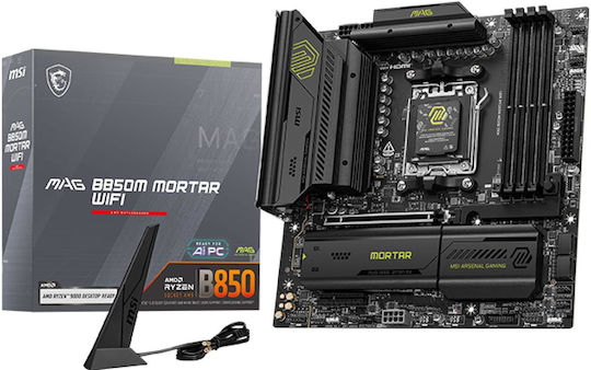 xlarge_20250527120622_msi_mag_b850m_mortar_wifi_motherboard_micro_atx_me_amd_am5_socket.jpeg MSI MAG B850M Mortar Wifi Motherboard Micro ATX with AMD AM5 Socket - Image 1