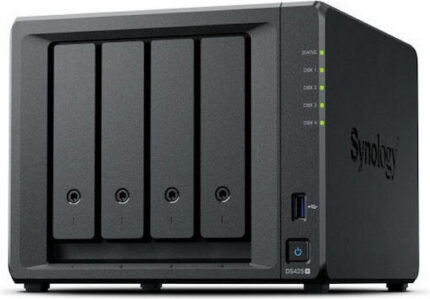 Synology DiskStation NAS Tower with 4 slots for SSD and 2 Ethernet ports