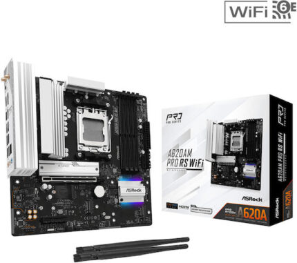 ASRock A620AM Pro RS WiFi Motherboard Micro ATX with AMD AM5 Socket