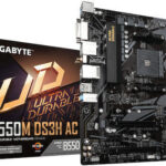 GIGABYTE B550M DS3H AC R2 Motherboard - AMD Ryzen 5000 CPUs  5+3 Phases VRM  up to 4733MHz DDR4 (O.C.)  1xPCIe 4.0 + 1xPCIe 3.0 M.2  Wi-Fi 5  1GbE LAN  USB 3.2 Gen 1