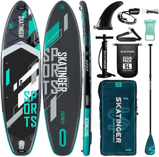 xlarge_20260616154810_skatinger_fouskoti_sanida_sup_me_mikos_3_5m_gri.jpeg SKATINGER Grey Sports 350x89x15 Yoga SUP Board - Image 1
