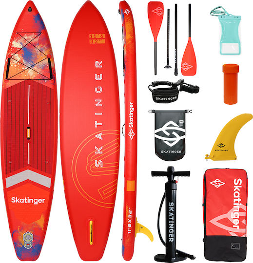 xlarge_20260616155147_skatinger_fouskoti_sanida_sup_me_mikos_3_5m_kokkini.jpeg SKATINGER Interstellar Red 350x81x15 Touring SUP Board - Image 1