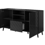 ABETO chest of drawers 150x42x82 gloss black/black