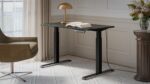 Gaming Office Wooden Black/san with Metal Legs & Adjustable Height 121x67x72cm - Image 3