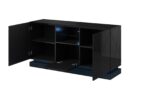 Chest of drawers QIU 2D1K 150x41.5x75 black gloss/black gloss