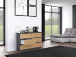 M6 Wooden Chest of Drawers with 6 Drawers ANTRACYT/ART 120x30x77cm - Image 7