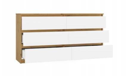 M6 MALWA CHEST OF DRAWERS 140 CM 6 DRAWERS OAK ARTISAN/WHITE