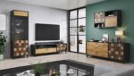 Wit Soul1d Floor-standing Living Room Display Cabinet made of Particleboard with Glass & Lighting Black 60x45x192cm - Image 6