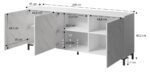 MARMO 3D chest of drawers 200x45x80 5 cm white matt/marble white - Image 4