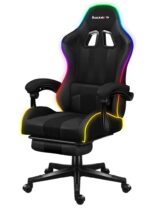 Huzaro Force 4.7 Artificial Leather Gaming Chair with RGB Lighting and Footrest Grey Mesh - Image 3