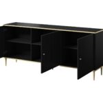 GLAMOUR chest 180x40x75.5 cm black matt + gold