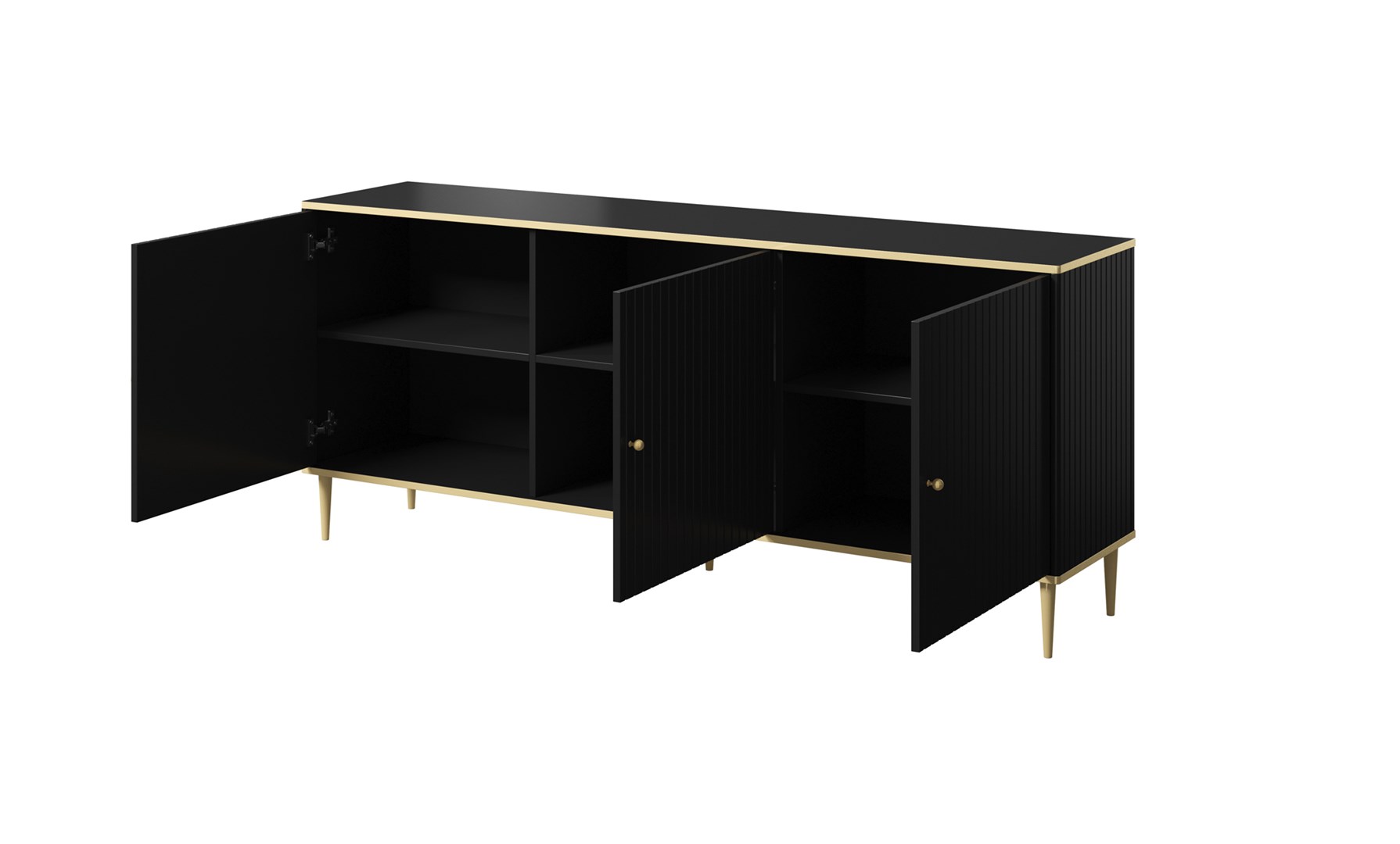 GLAMOUR chest 180x40x75.5 cm black matt + gold - Image 1