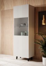 Pafos Floor-standing Living Room Display Cabinet made of Particleboard White 40x60x182cm - Image 3