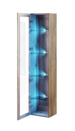 Vigo 180 Floor-standing Living Room Display Cabinet made of Particleboard with Glass Wotan oak 40x30x180cm - Image 2