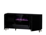 PAFOS chest of drawers with electric fireplace 180x42x82 cm matte black