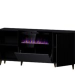 PAFOS chest of drawers with electric fireplace 180x42x82 cm matte black