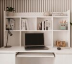 Kuba Wooden Desk with Bookcase White 180x150x70cm - Image 10