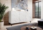 Sideboard Marmo Wooden with Drawers White Matt 150x45x80.5cm - Image 3