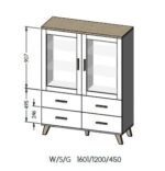 Floor-standing Living Room Display Cabinet made of Solid Wood with Glass Black 51x17x147cm - Image 3