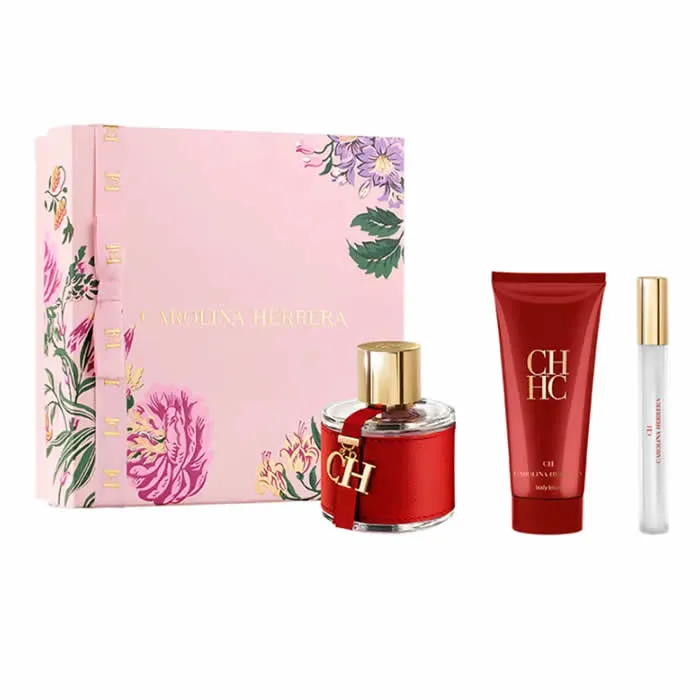 8411061092279.webp Carolina Herrera Ch Eau De Toilette Spray 100ml Set 3 Pieces - Image 1