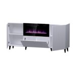 PAFOS chest of drawers with electric fireplace 180x42x82 cm white matt