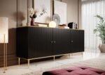 GLAMOUR chest 180x40x75.5 cm black matt + gold - Image 3