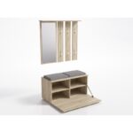 Entry Furniture with Mirror / Hanger / Shoe Rack & Bench Sonoma 85x45x35cm - Image 2