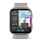 Garmin Venu X1 Titanium 46mm Waterproof Smartwatch with Heart Rate Monitor (Soft Gold with Titanium Caseback and French Grey Nylon Band) - Image 2