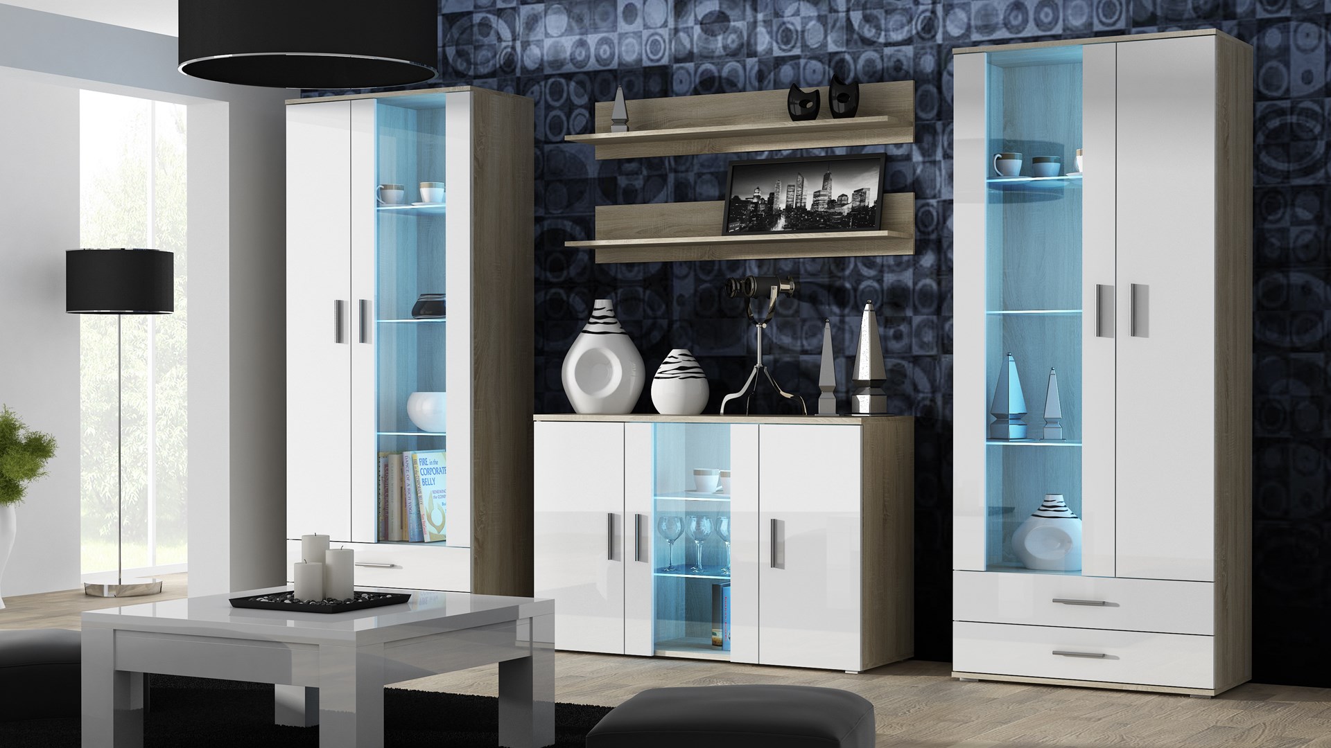 Cama sideboard 120 cm SOHO S7 sonoma oak/white gloss - Image 1