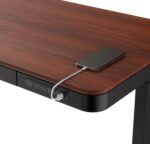 Electric Desk Wooden Black/walnut with Metal Legs & USB ports 140x70x50cm - Image 7