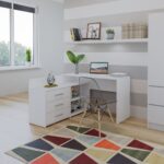 Corner Desk Dany Wooden White 120x120x75cm - Image 3