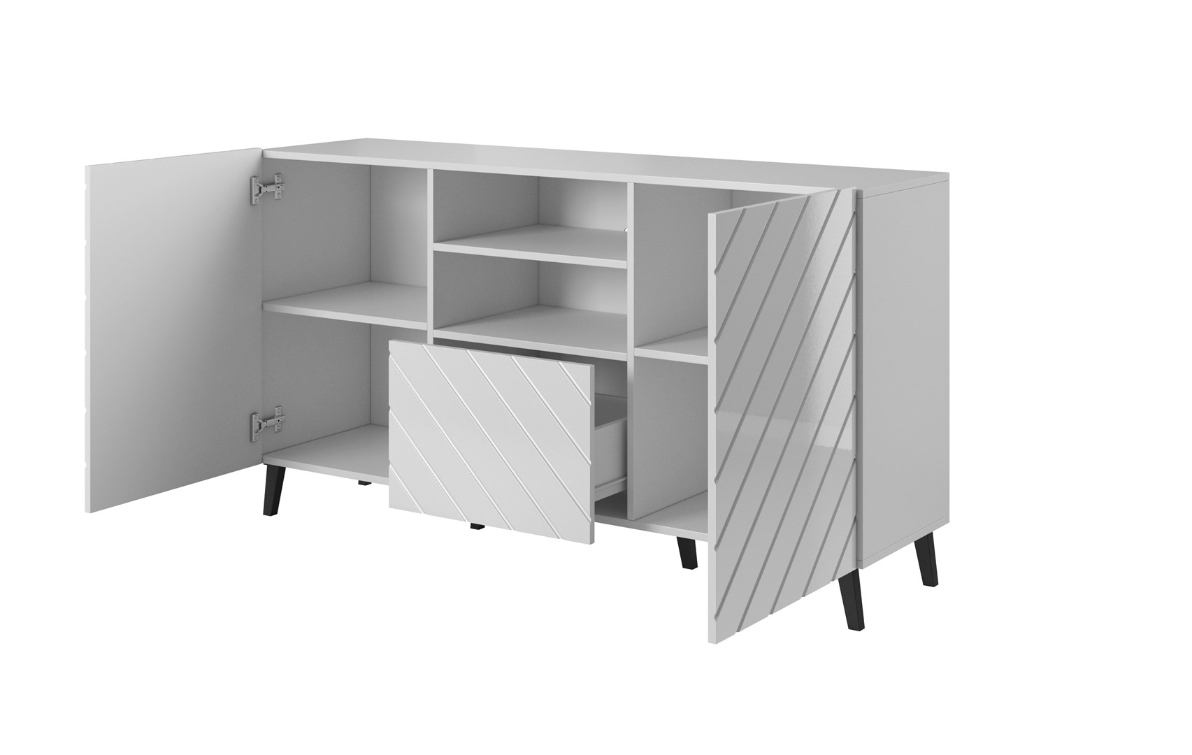 ABETO chest of drawers 150x42x82 white glossy - Image 1