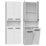 Topeshop Nel 2K DK Floor Bathroom Column Cabinet L60xD30xH174cm White - Image 4