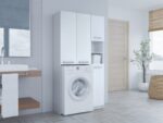 Topeshop Marpol DD Bathroom Cabinet Laundry L96xW30xH183cm White - Image 6