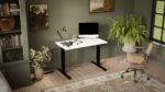 Electric Gaming Office Wooden Black/white with Metal Legs & Adjustable Height 121x67x72cm - Image 2