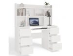 Kuba Wooden Desk with Bookcase White 180x150x70cm - Image 6