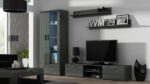 Floor-standing Living Room Display Cabinet made of Particleboard with Glass Grey 80x41x192cm - Image 3