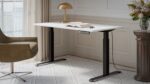Gaming Office Wooden Black/white with Metal Legs & Adjustable Height 150x80x72cm - Image 3