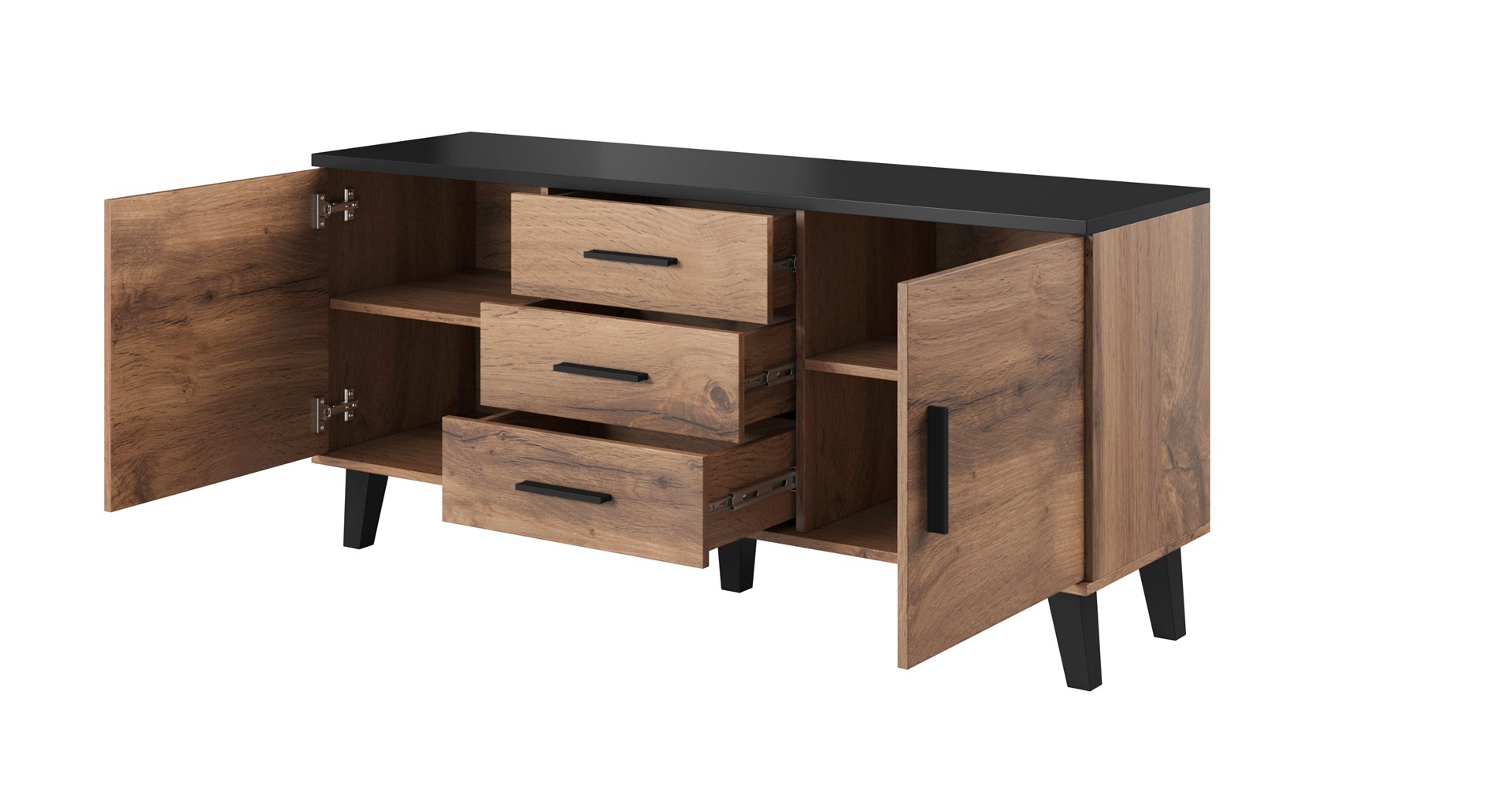 Cama sideboard LOTTA 150 2D3S wotan oak + mat black - Image 1