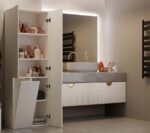 BATHROOM CABINET NEL DD 1K BASKET CASMERE COLOUR LONG DOORS - Image 9