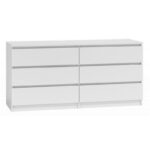 Wooden Chest of Drawers with 6 Drawers White 138x40x77cm - Image 3