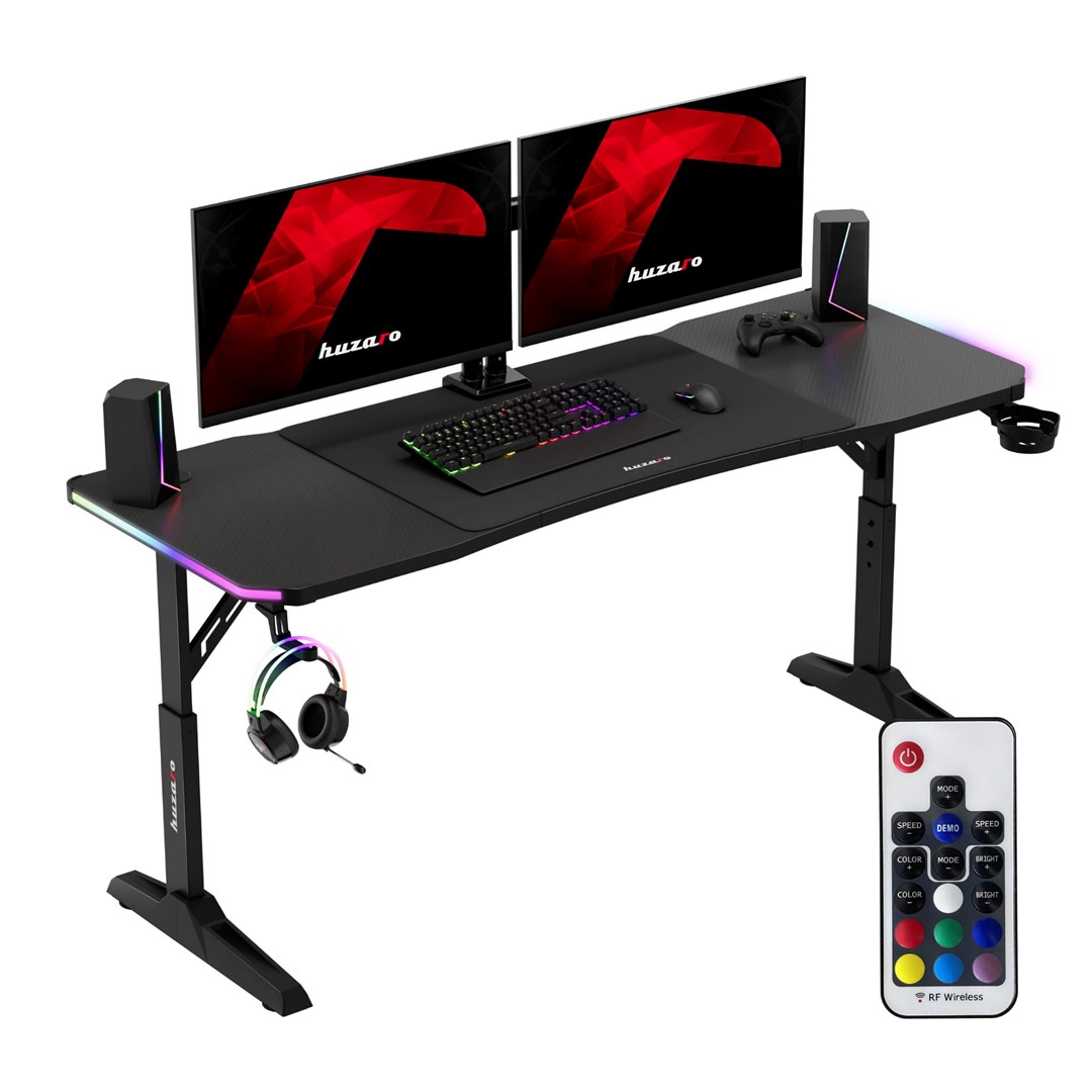 Huzaro Hero 4.6 RGB Black Gaming Desk - Image 1