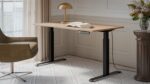 Gaming Office Wooden Black/wotan with Metal Legs & Adjustable Height 150x80x72cm - Image 3