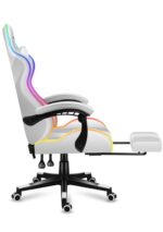 Huzaro Force 4.7 Fabric Gaming Chair with RGB Lighting and Footrest White - Image 7