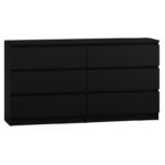 Wooden Chest of Drawers with 6 Drawers Black 138x40x77cm - Image 3
