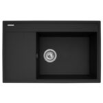 Pyramis Camea Drop-In Kitchen Sink Made of Liquid Granite with Faucet L79xW50cm Black - Image 2