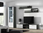 Soho Floor-standing Living Room Display Cabinet made of Particleboard with Glass Grey 41x60x192cm - Image 3