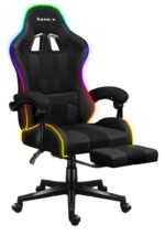 Huzaro Force 4.7 Artificial Leather Gaming Chair with RGB Lighting and Footrest Grey Mesh - Image 11